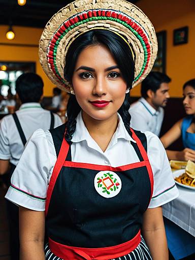 Photorealistic Mexican Waitress Cosplay Portrait