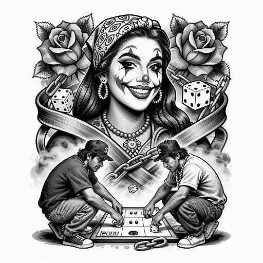 Chicano Art: Smiling Mujer with Dice