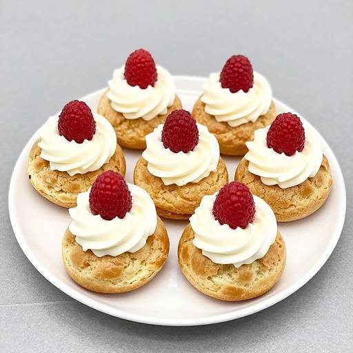 Golden Cream Puffs with Raspberries