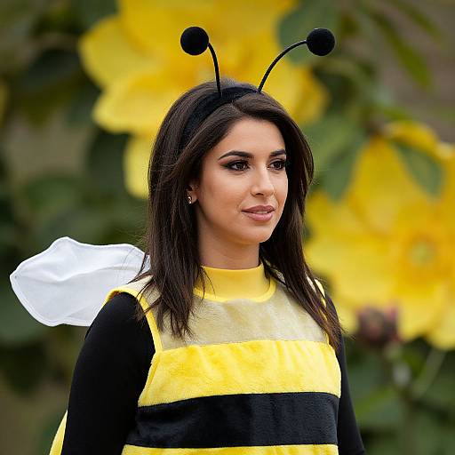 Close-Up of Woman in Bee Costume