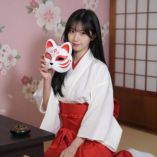 Traditional East Asian Woman in Kimono