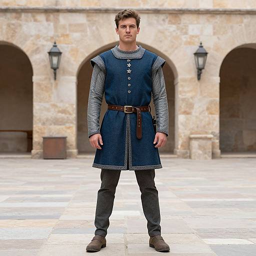 Medieval Male Costume in Courtyard