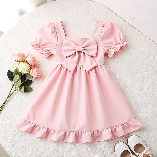 Sweet Pink Dress with Floral Accents