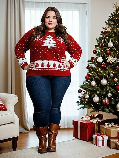 Plus-Size Holiday Sweater by Christmas Tree
