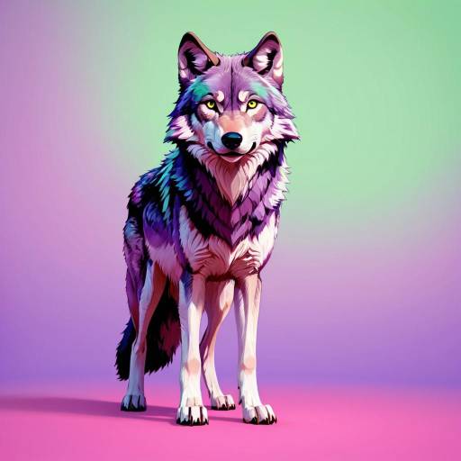 Colorful Digital Wolf Illustration