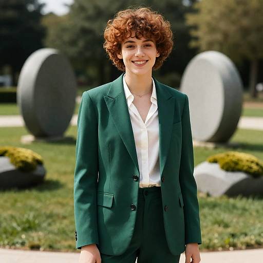 Emerald Blazer Portrait in Sculpture Garden