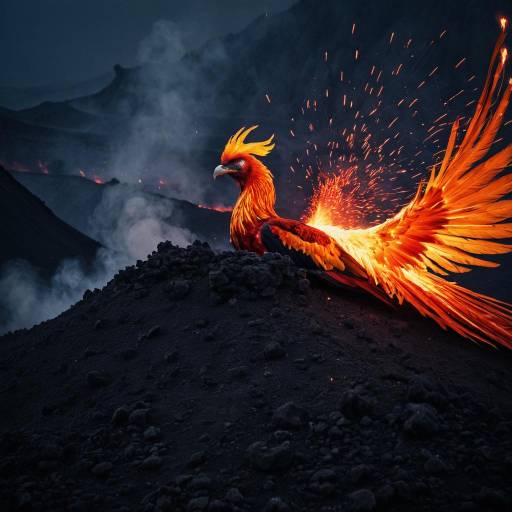 Fiery Phoenix in Volcanic Crater