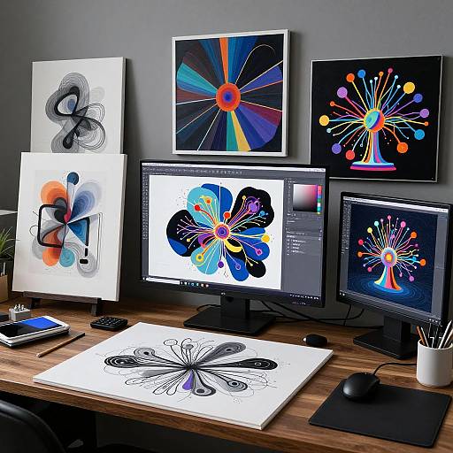 Sophisticated AI Art Studio Visualization