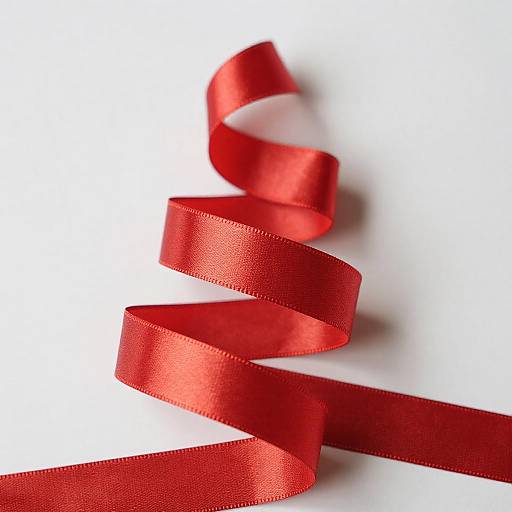 Close-Up of Spiraling Red Satin Ribbon
