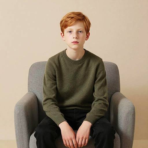 Preteen Boy in Muted Earth Tones