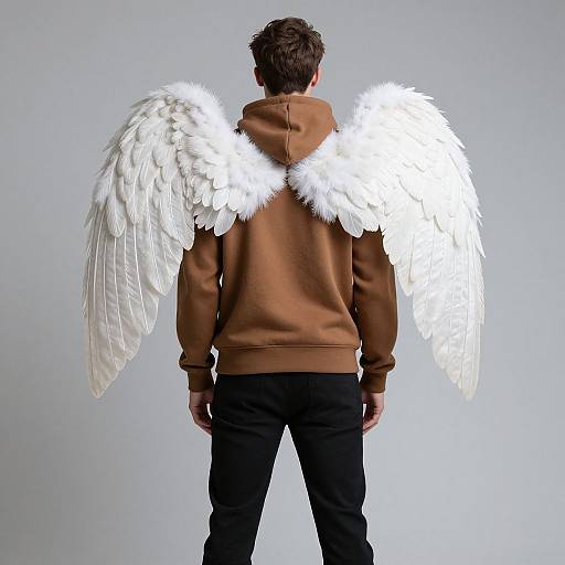 Man with Angel Wings in Hoodie