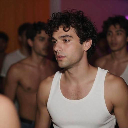 Vibrant Party Scene with Intense Expressions