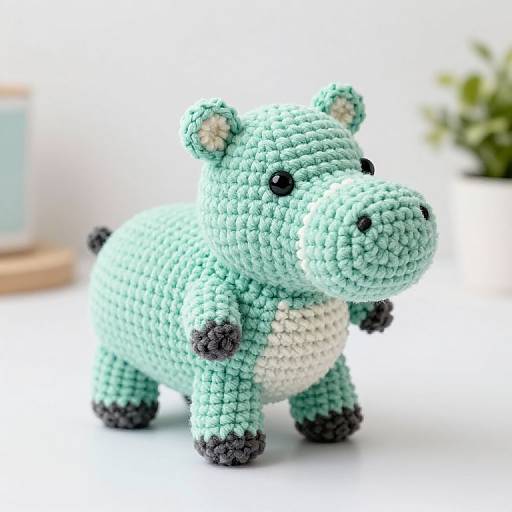 Mint Crochet Hippo Soft Toy