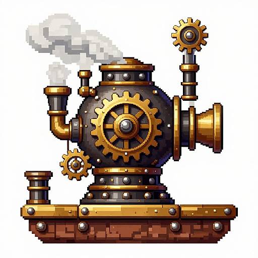 Steampunk 2D Turret Pixel Art