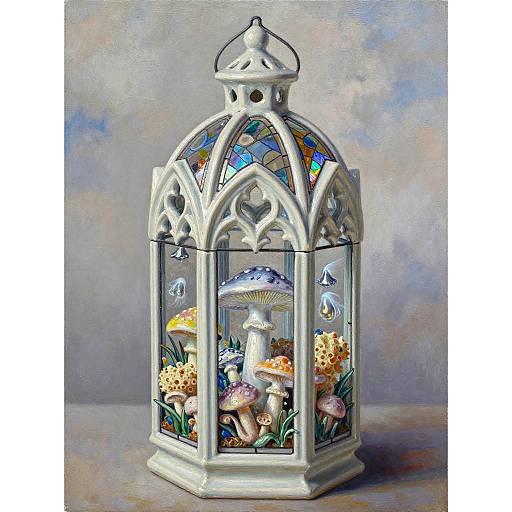 Gothic Ceramic Lantern with Phantom Wisps