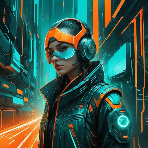 Futuristic Cyberpunk Woman in High-Tech Armor