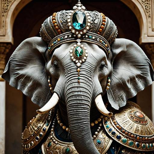 Regal Elephant in Ornate Jewel-Encrusted Armor Regal Elephant in Ornate Jewel-Encrusted Armor