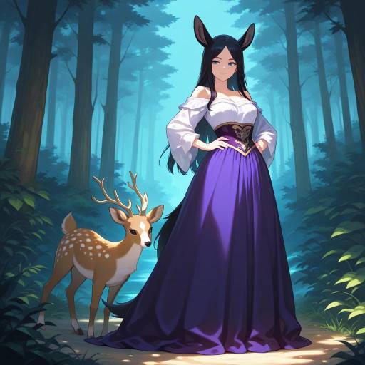 Mystical Deer Hybrid in Forest Setting Mystical Deer Hybrid in Forest Setting