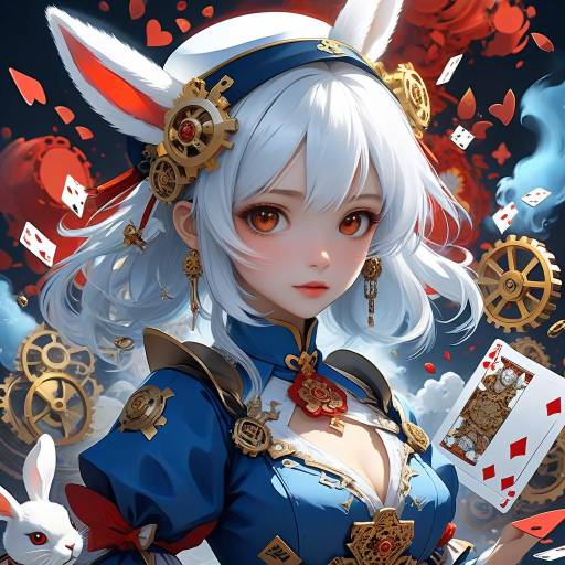 Vibrant Anime Character with Mechanical Gears