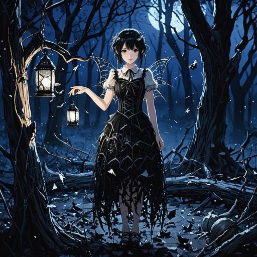 Gothic Anime Fairy in Twilight Forest