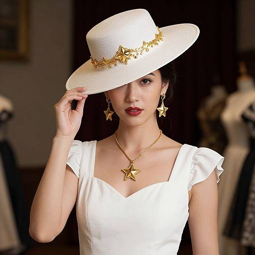 Elegant Star Costume with Gold Jewelry