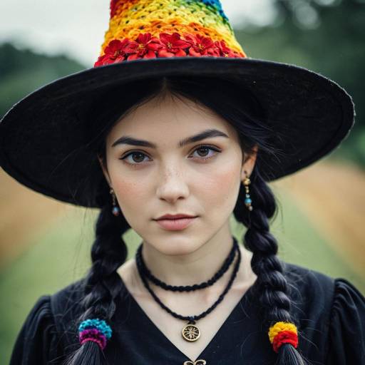 Enchanting Rainbow Witch Costume Portrait