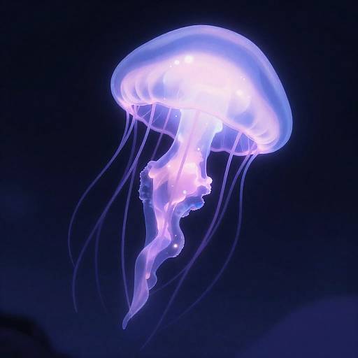Ethereal Purple Jellyfish Anime Illustration