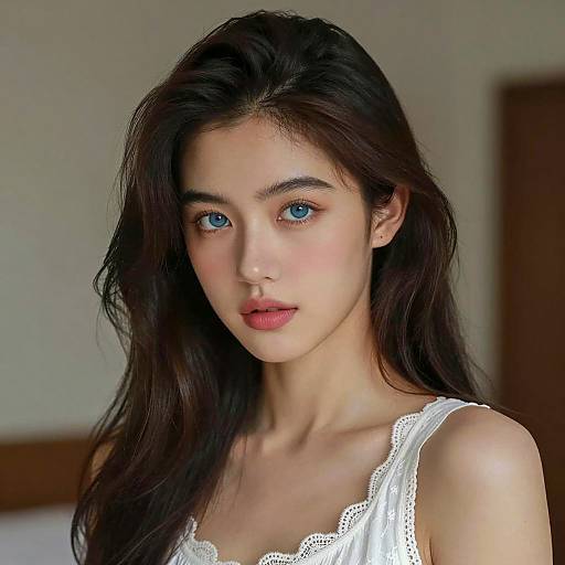 Portrait of Young Woman with Blue Eyes