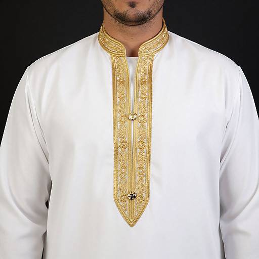 Close-Up of Arabic Man in White Gold
