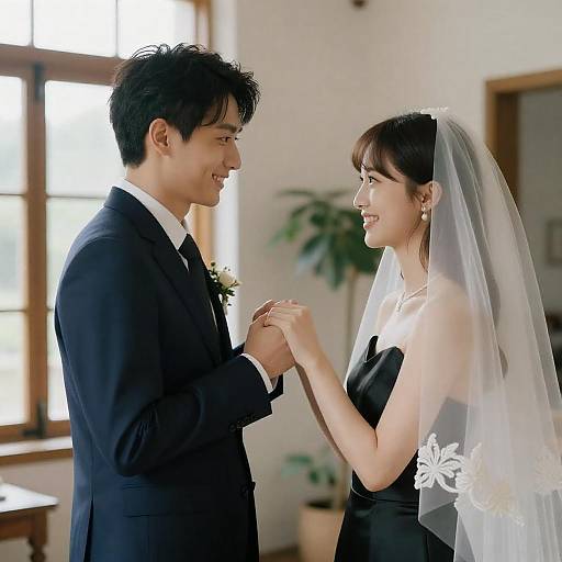 Joyful Wedding Pose of Couple