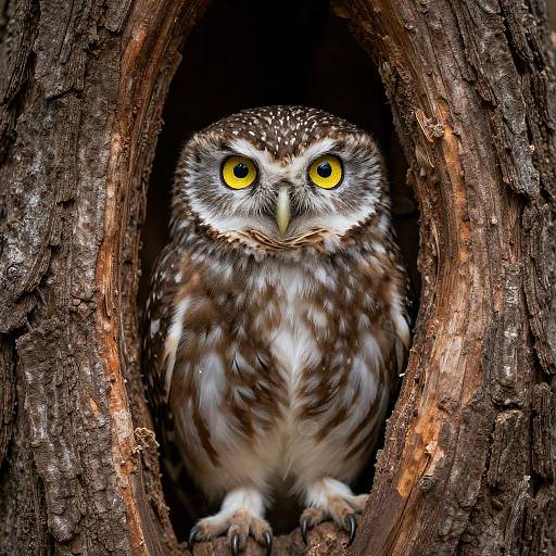 Hollow Tree Owl with Yellow Eyes
