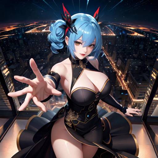 Aesthetic Anime Girl on City Rooftop