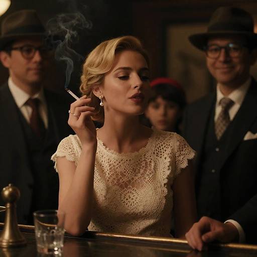 Elegant Woman at a Dimly Lit Bar