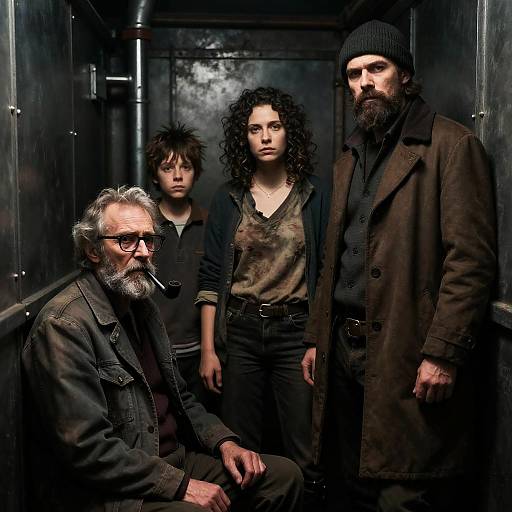 Five Rugged Souls in a Dark Corridor