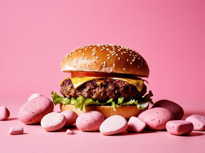 Vibrant Pink Burger and Rock Wallpaper
