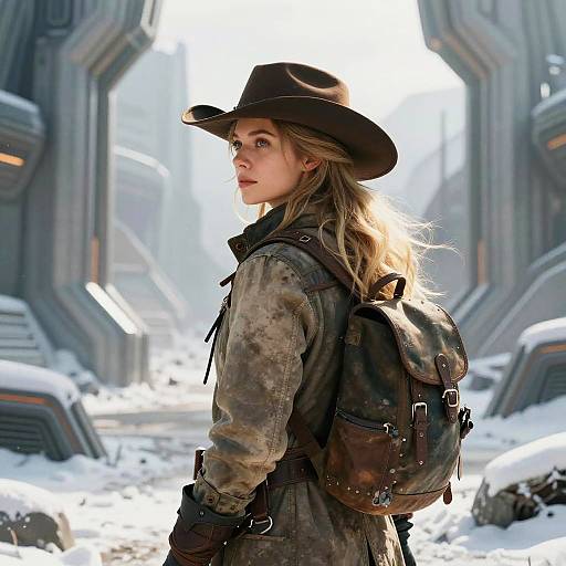 Hopeful Winter Postapocalyptic Cowboy Shot