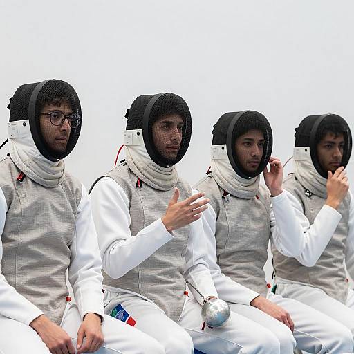 Focused Fencers in Protective Gear