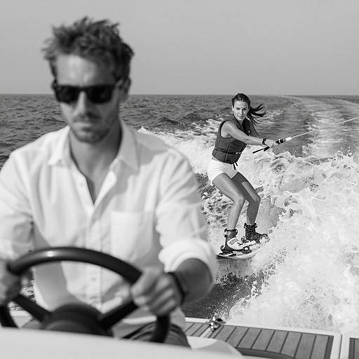 Dynamic Black and White Beach Scene