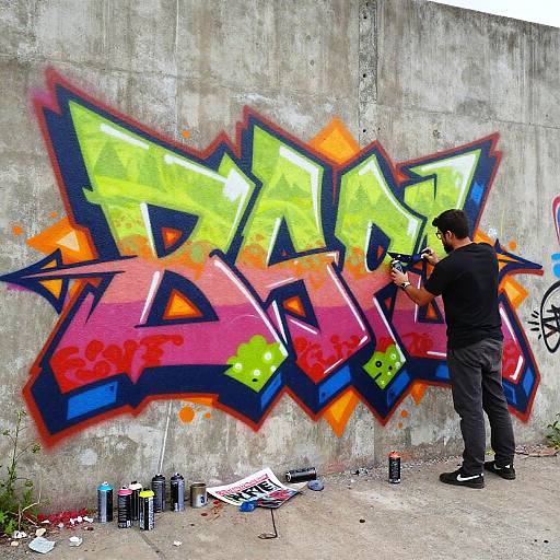 Vibrant Neon Graffiti Street Art