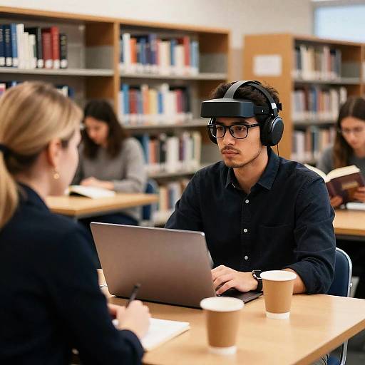 Quiet Library Moment with Technology