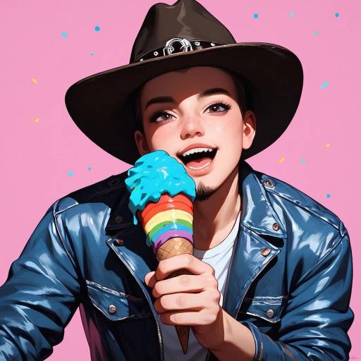 Vibrant Cowboy Man with Ice Cream Vibrant Cowboy Man with Ice Cream