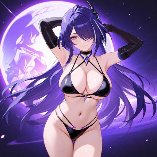 Dynamic Cowboy Shot of a Purple-Haired Girl