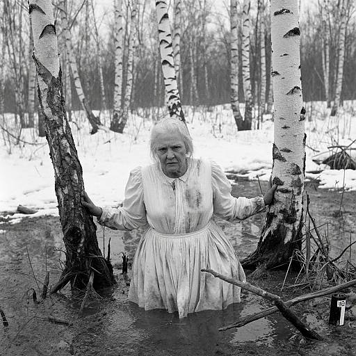 Frozen Elder Woman in Swamp