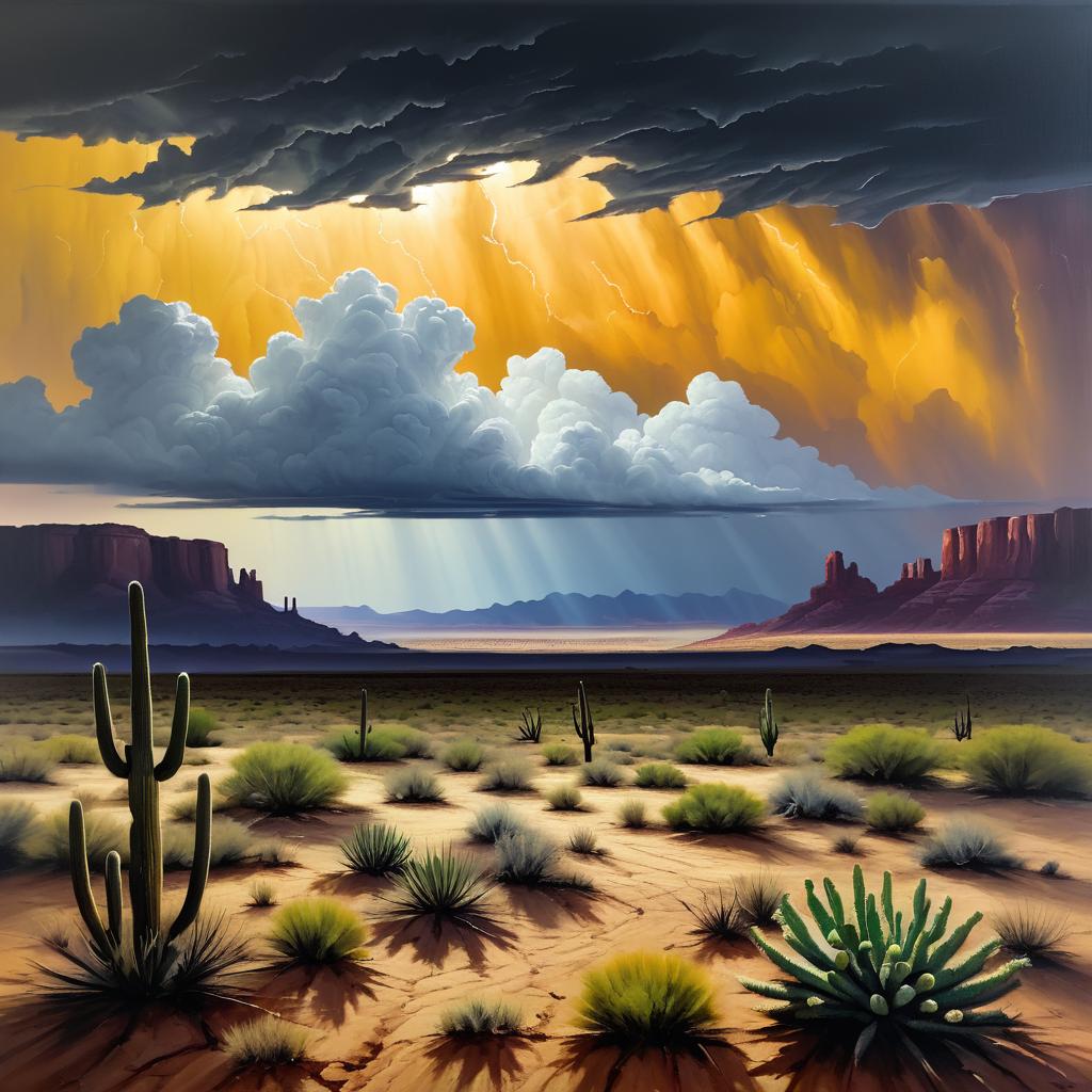 Stunning Desert Landscape with Cowboy Scene