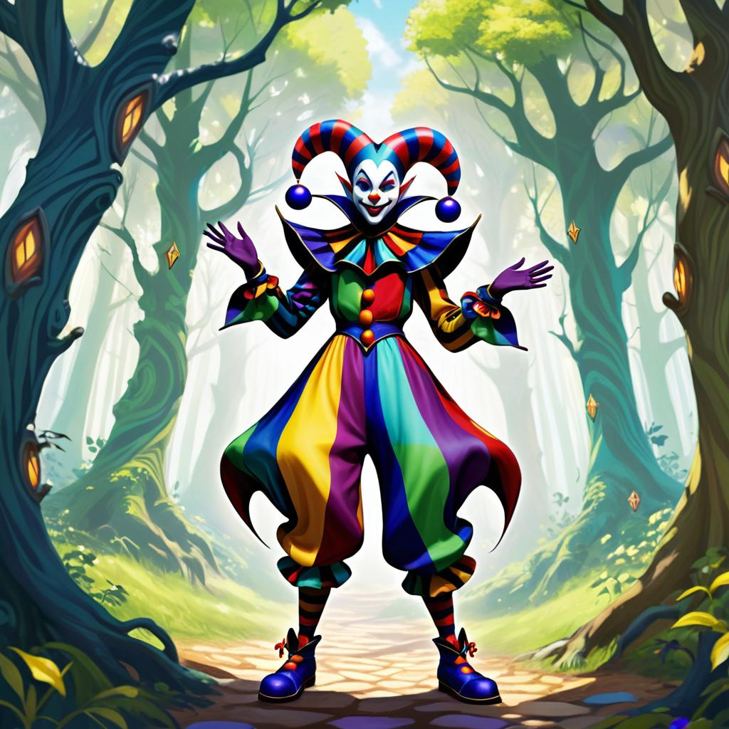 Enchanted Jester in Forest Clearing Art