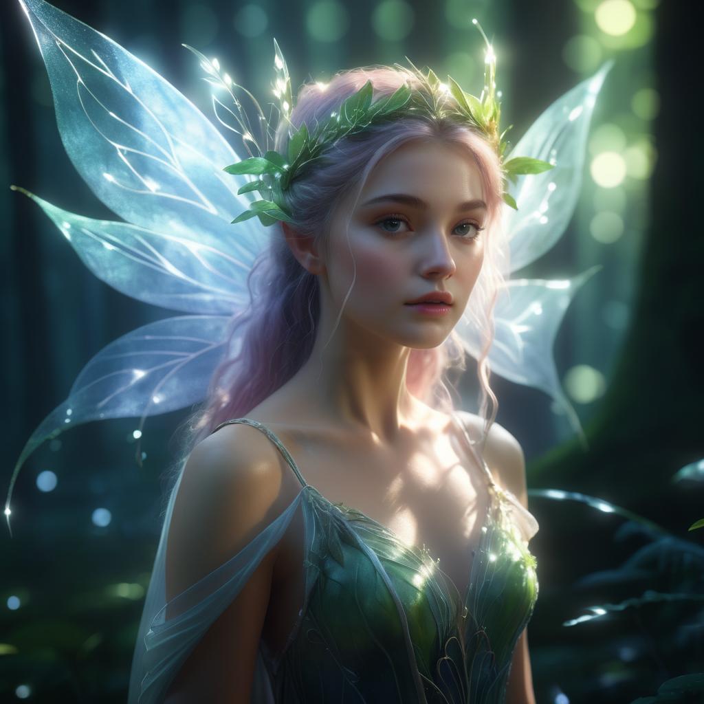 Ethereal Fairy Portrait in Mystical Glade