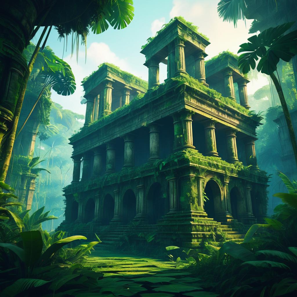 Mystical Jungle Ruins in Digital Art