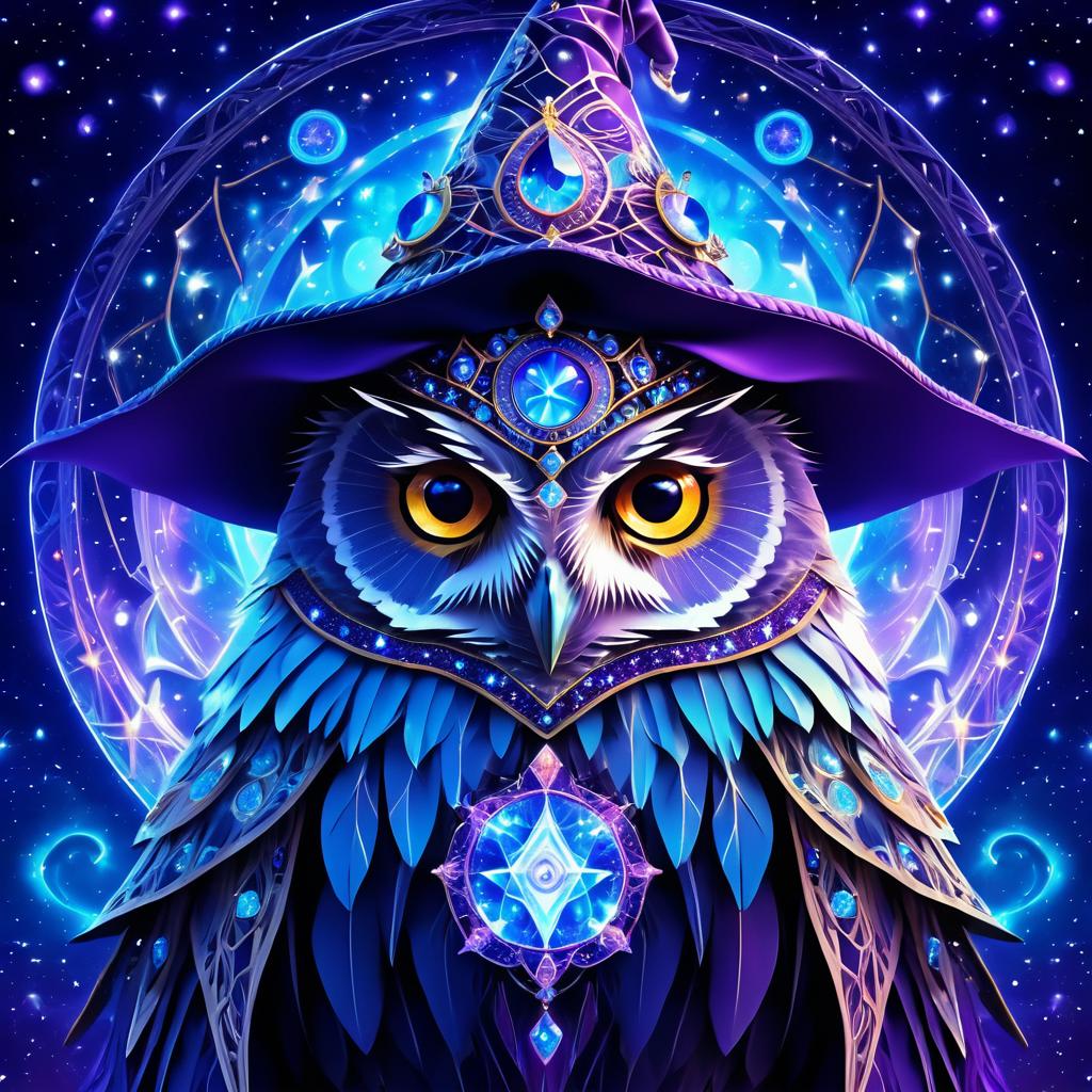 Mystical Owl Wizard in Cosmic Aura