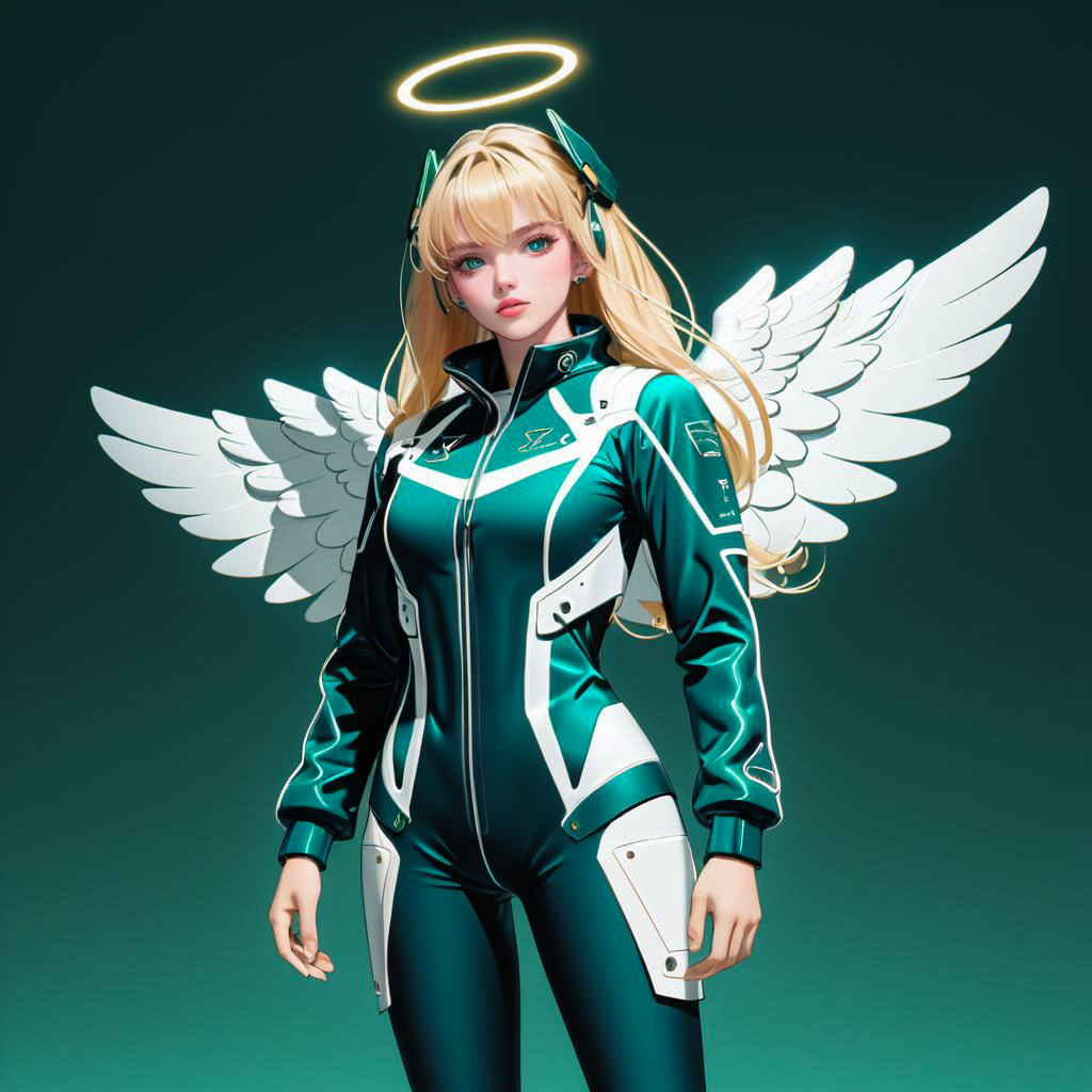 Futuristic Young Pilot in Angel Outfit