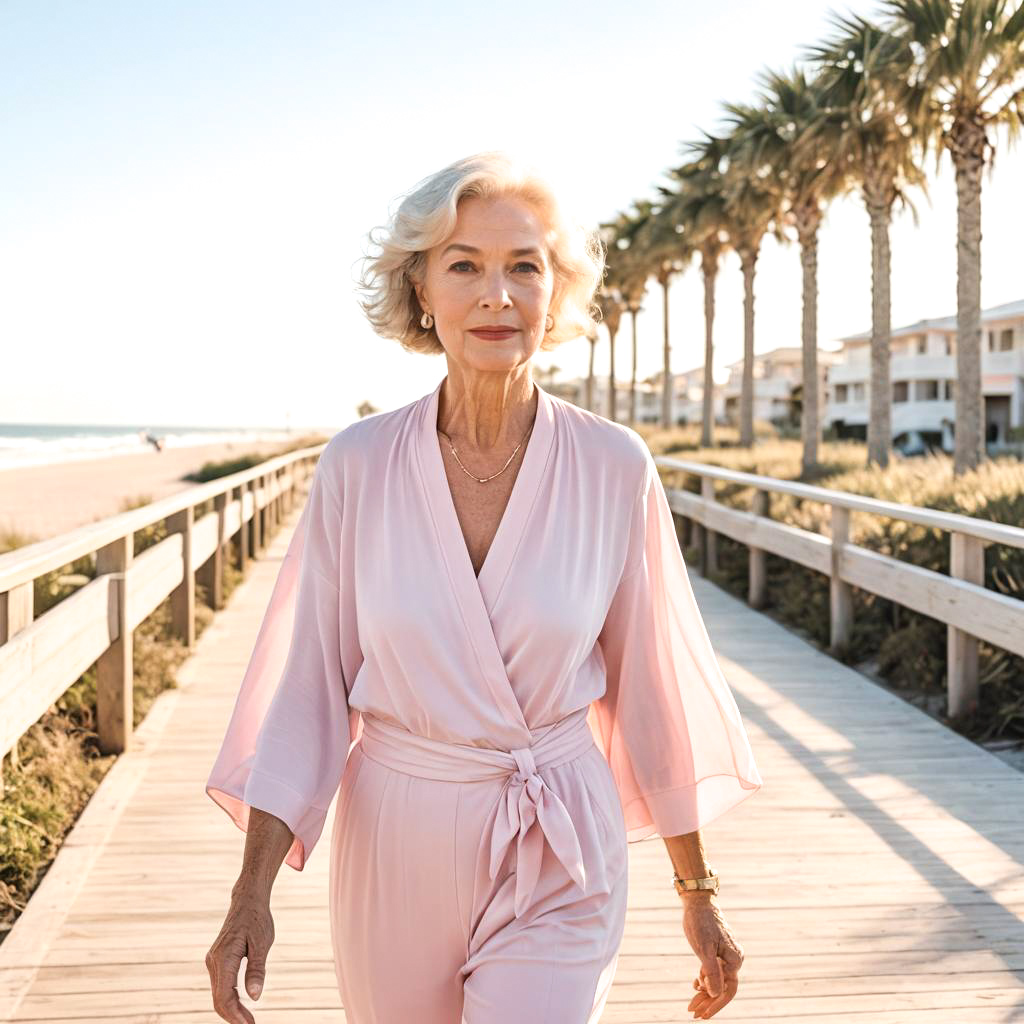 Sassy Elegance: A Beachside Stroll